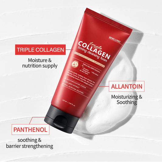 BERGAMO Triple Collagen Firming Cleansing Foam, 120 ml
