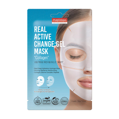 PUREDERM Masque Gel Anti-Rides Real Active Change au Collagène