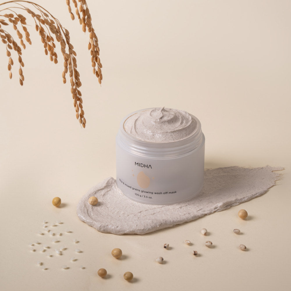 Masque Éclat Riz & Céréales MIDHA (à rincer), 100 ml