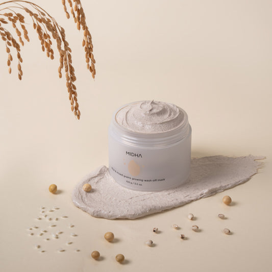 Masque Éclat Riz & Céréales MIDHA (à rincer), 100 ml