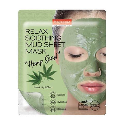 PUREDERM Relax Soothing Mud Sheet Mask HEMP SEED, 15 g - visuel 1