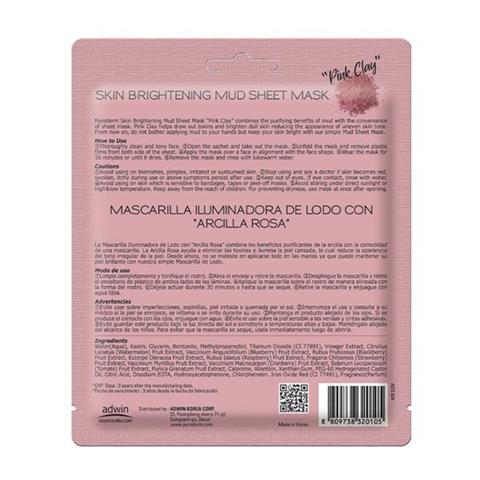 PUREDERM Skin Brightening Mud Sheet Mask PINK CLAY, 15 g - visuel 2