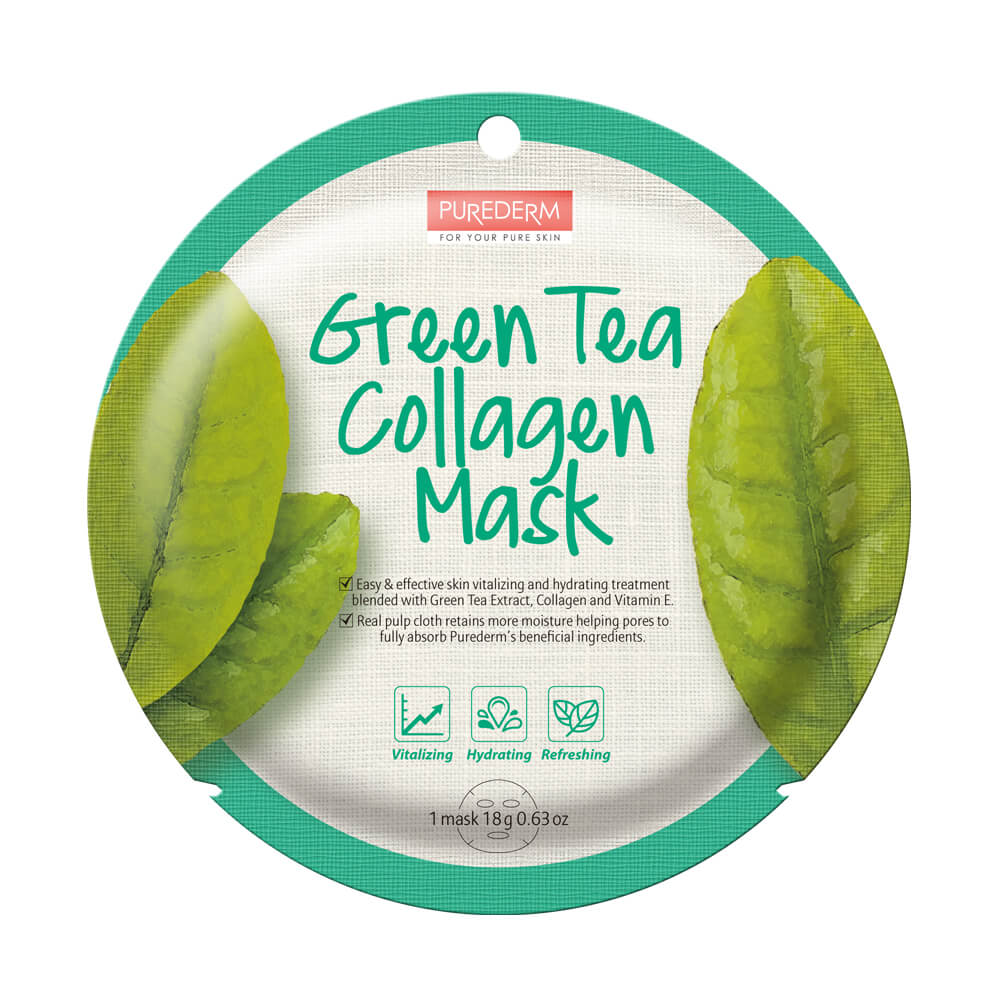 PUREDERM Masque Tissu Collagène Thé Vert (Circle)